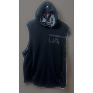 Under Armour Sleeveless Hoodie Vest Mens Medium Black Tech Terry Fitted Gorpcore